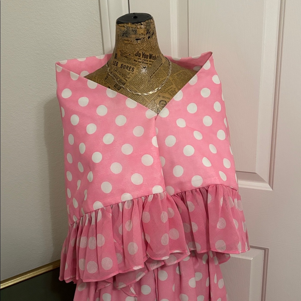 Jerri Shooter Las Vegas two piece polka dot skirt set vintage fairycore pink 70s - Picture 2 of 12